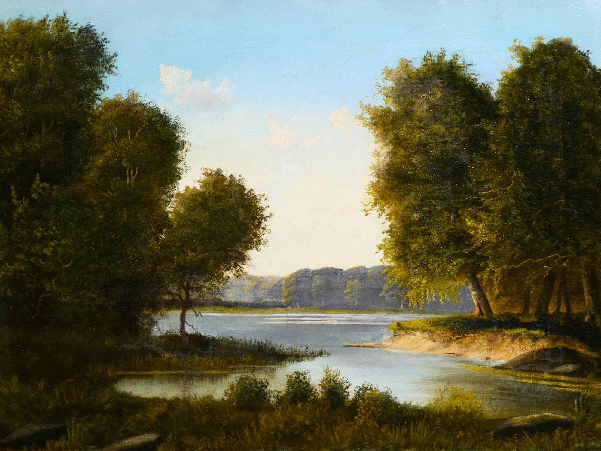 JOHN DIDRIK FRISCH RIVER LANDSCAPE OIL PAINTING PIC-1